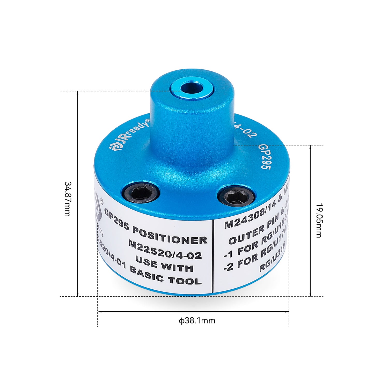 JRready JRD-AS4 Crimp Tool (M22520/4-01), Four-Way Indent Crimper for RG/U 174 178B 196A 188A 136, with GP295(M22520/4-02) Positioner for M24308/14 M24308/15 Contacts