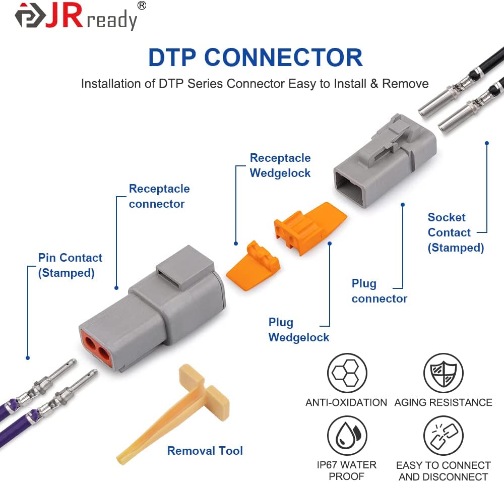 JRready 60 Paare gestanzter, geformter Kontakte: ST6254-060 DTP 12# Kontakte / ST6255-060 DT 16# Kontakte / ST6256-060 DTM 20# Kontakte