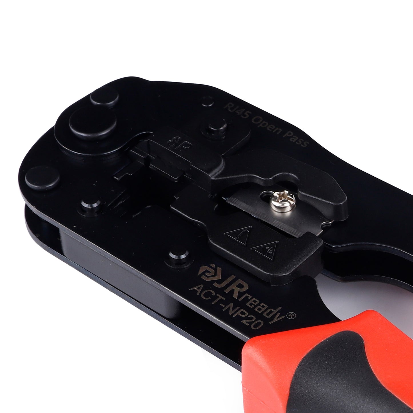 JRready ACT-NP20 3-in-1 Crimp Tool for Cat5 to Cat6a RJ45 Plugs and 8P Connectors Across Network and Low-Voltage System Projects