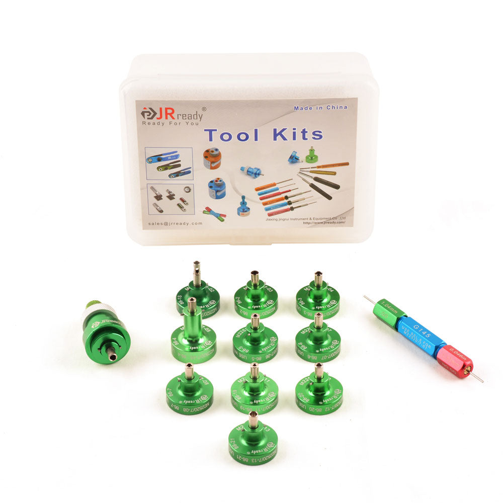 Kit posizionatori JRready ST5133: posizionatori 86-1 86-2 86-3 86-4 86-5 86-6 86-7 86-19 86-20 86-21 86-37 e calibro G145 compatibili con la pinza crimpatrice YJQ-W7A