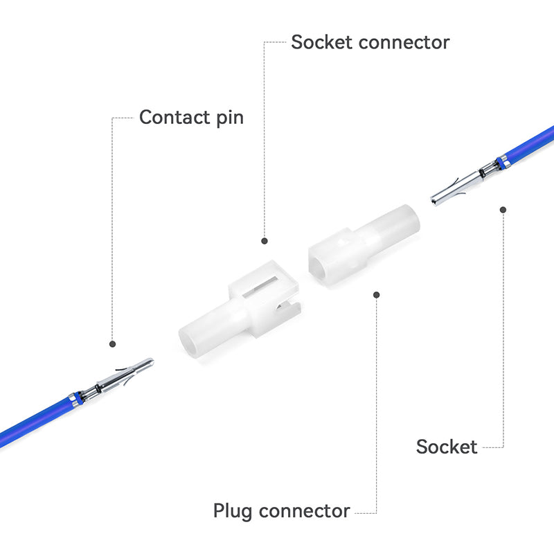 JRready MOLEX Connector JRN001 1 Pin (20Matched Sets), 2.13mm Diameter Sockets 14-20 AWG, Compatible with Molex MLX Power Connector, 6.35mm Pitch, Free Hanging(20 sets)