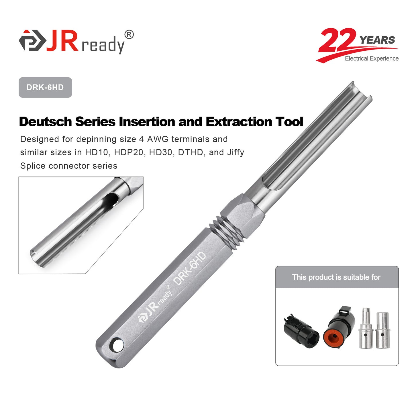 JRready DRK-6HD Extraction Tool for 4# Solid Contact with 6 AWG