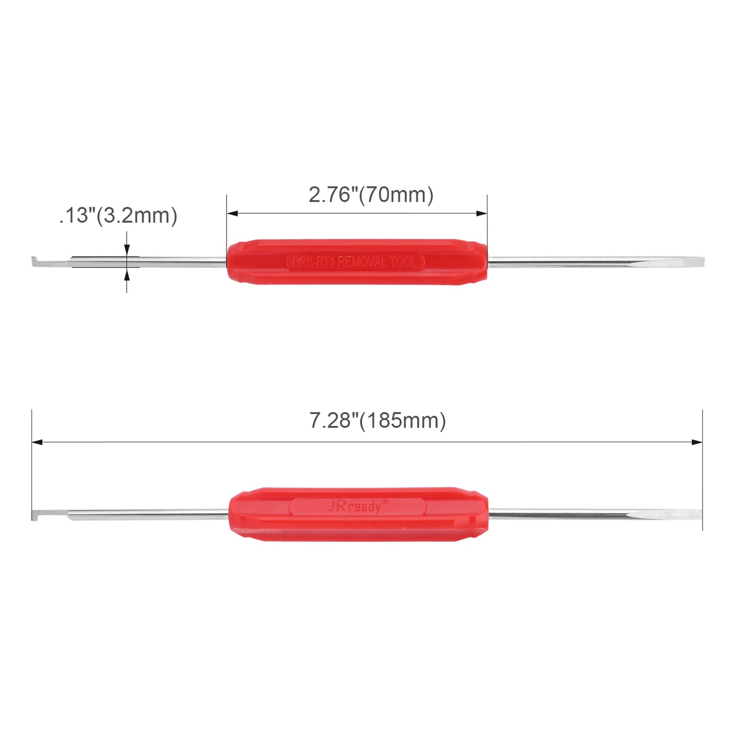 JRready DRK-RT1 (Red) Flat & Hook Dual-End Extraction Tool for Deutsch DT DTM DTP DTV DRB DRCP STRIKE Connectors, ideal for Automotive Wiring Disassembly & Connector Maintenance