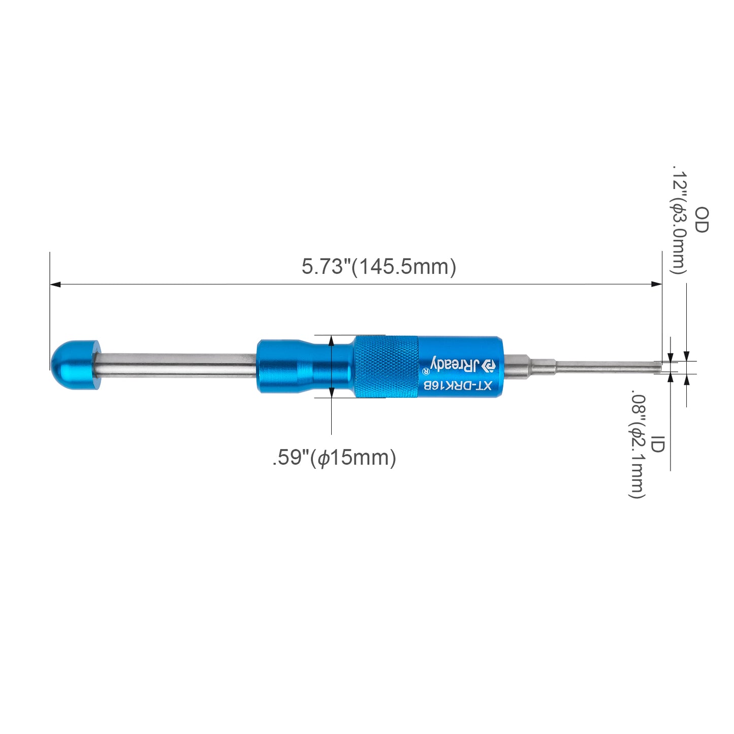 JRready XT-DRK16B Tubular Terminal Extraction Tool for 16# terminals in AN/MS/GT MIL-DTL-5015 connectors when servicing Circular Connector Harnesses