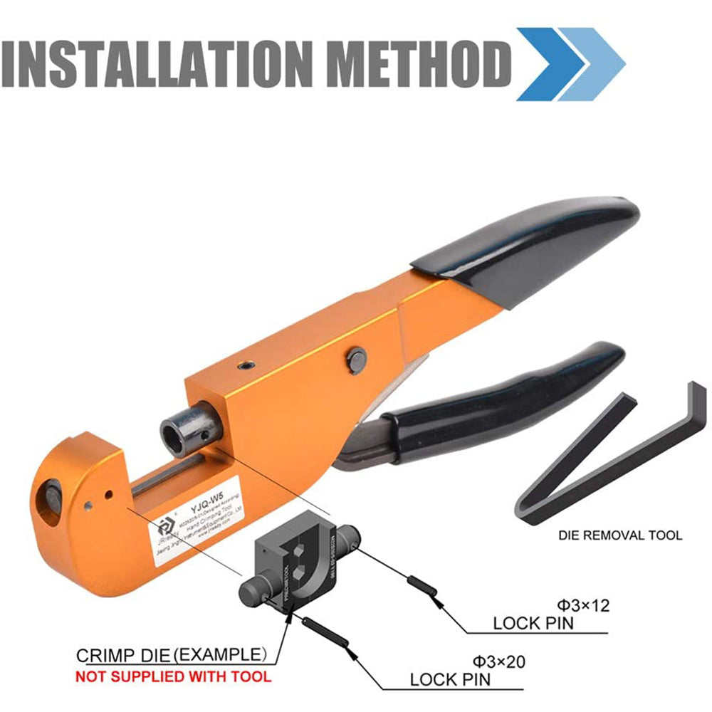 JRready YJQ-W5 (M22520/5-01) Open Frame Crimp Tool, Crimper Tool, Die Crimper Terminal Copper Lug Ring Pliers (Frame only, Without crimp dies)