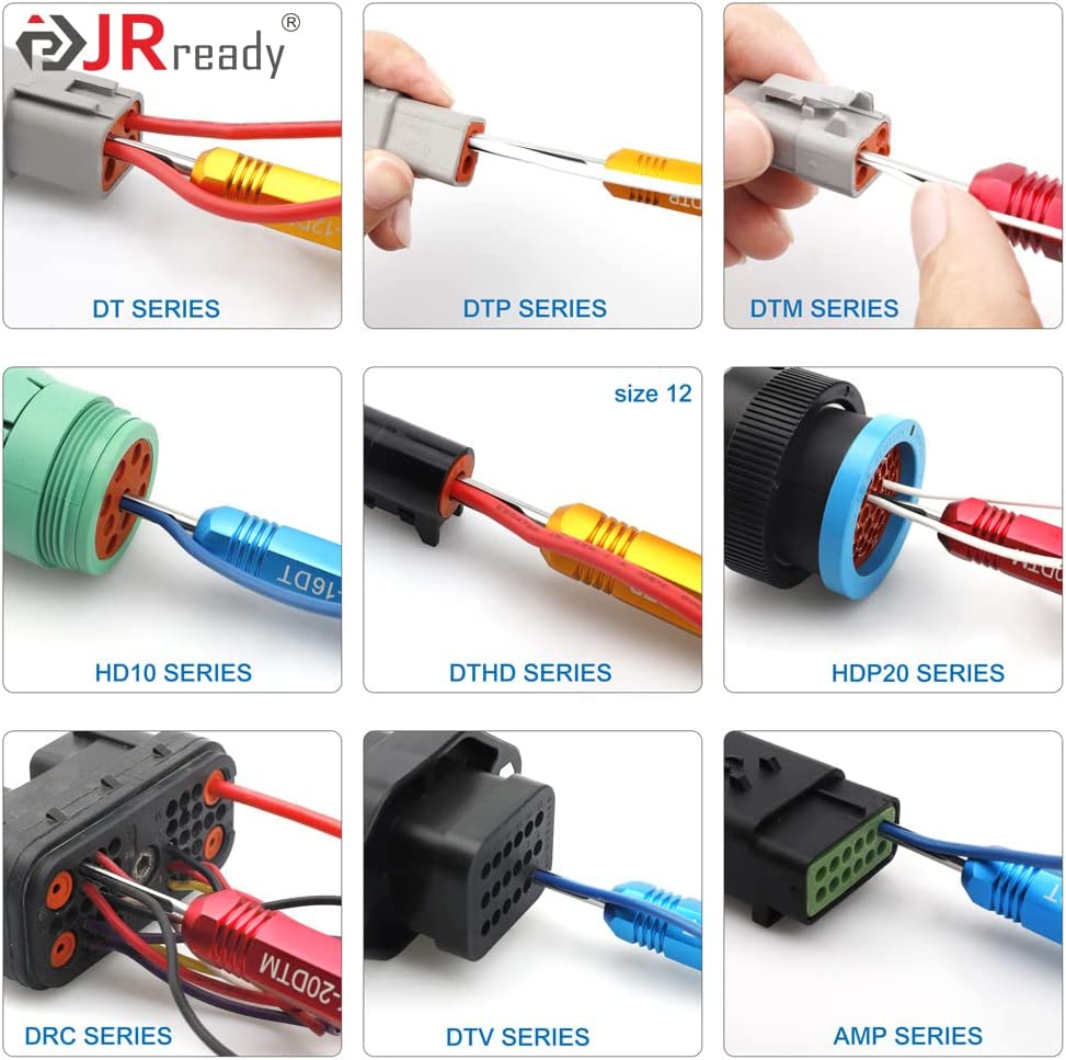 JRready ST5231 DEUTSCH Removal Tool Kit, Depinning Tool Kit: DRK-12DTP + DRK-16DT + DRK-20DTM + DRK-RT1B Extraction Tools