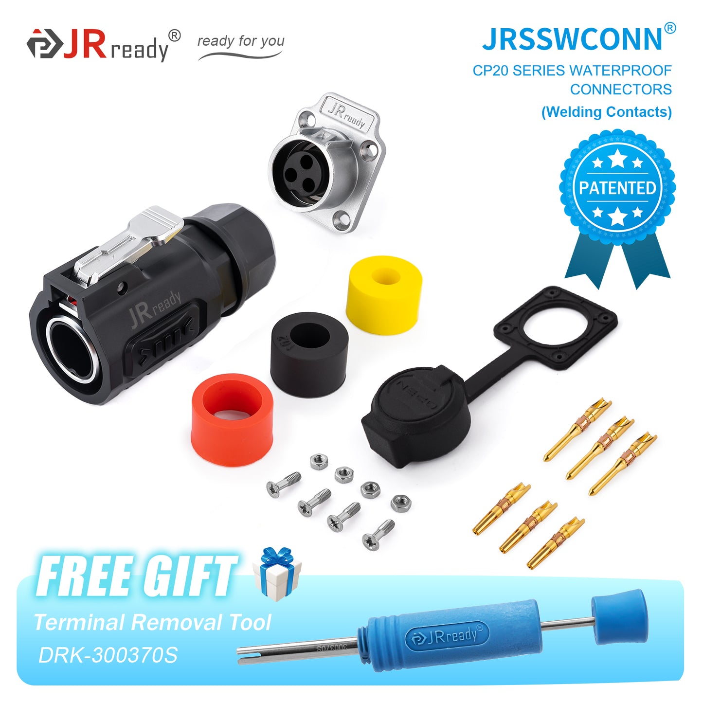 JRready JRSSW CP20 Serie 4-Loch 2-Pin / 3-Pin / 4-Pin Lötanschluss Metall / Kunststoff Stecker &amp; Buchse Wasserdicht 