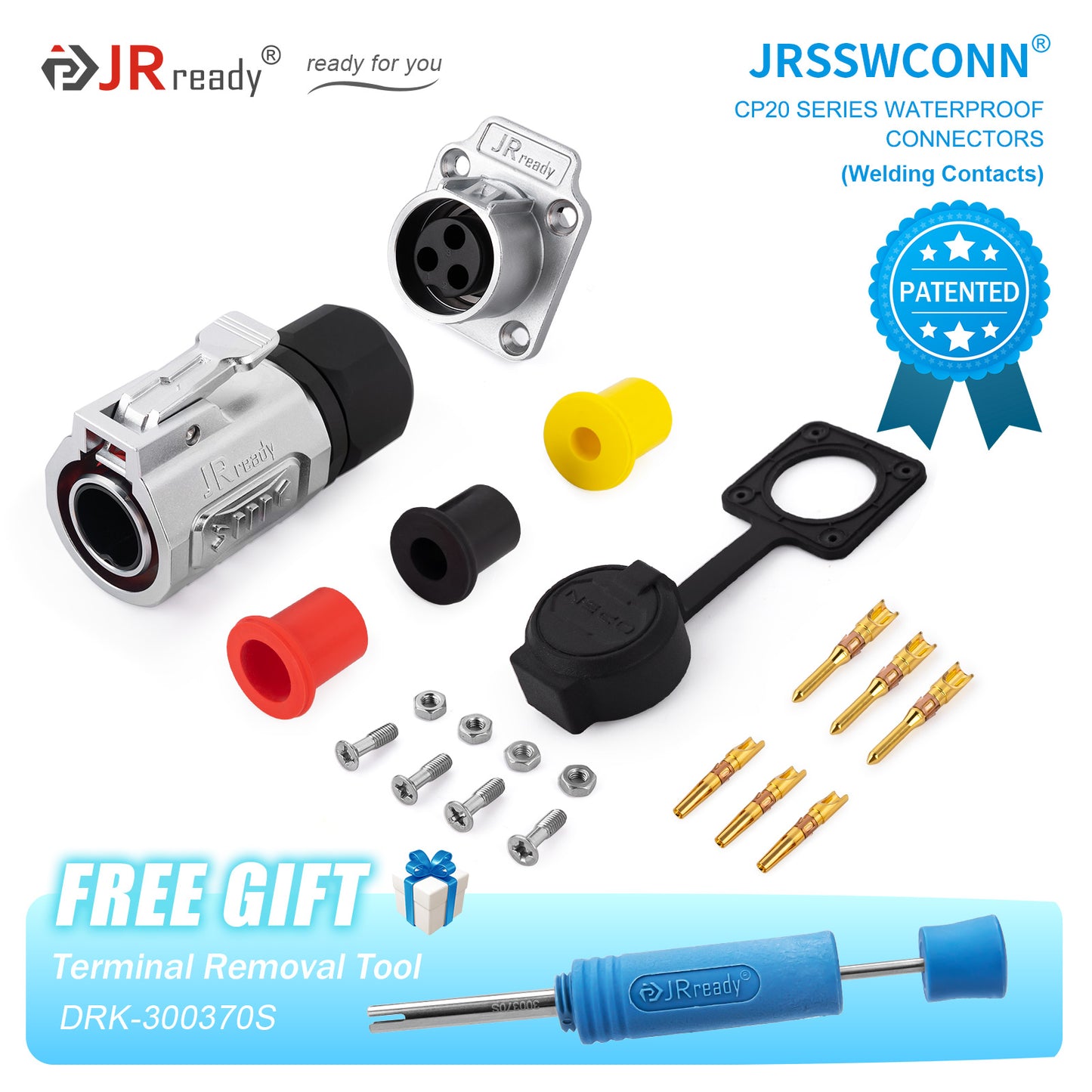 JRready JRSSW CP20 Serie 4-Loch 2-Pin / 3-Pin / 4-Pin Lötanschluss Metall / Kunststoff Stecker &amp; Buchse Wasserdicht 