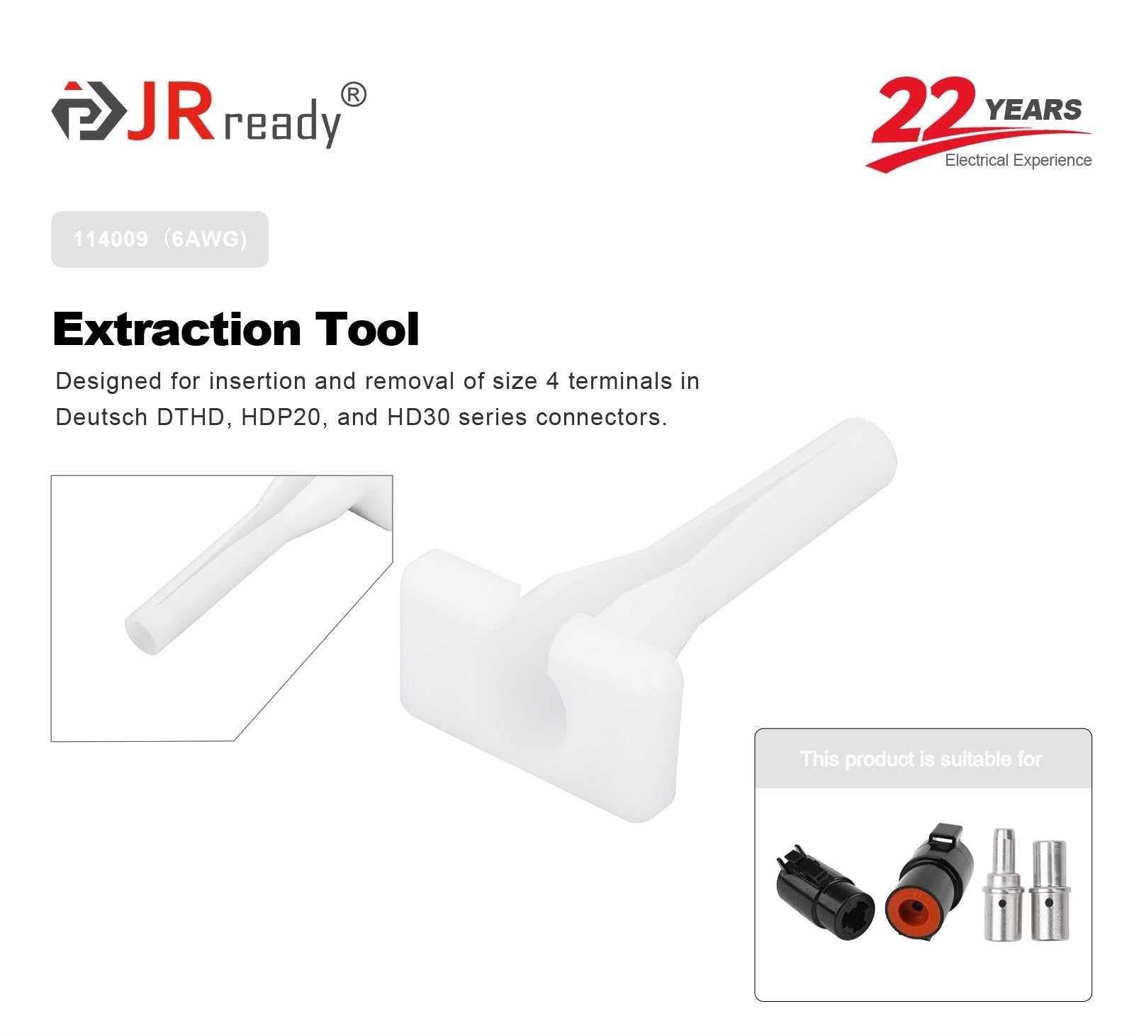 JRready 114009 6AWG extraction tool for electrical wires, featuring a durable metal construction and ergonomic design.