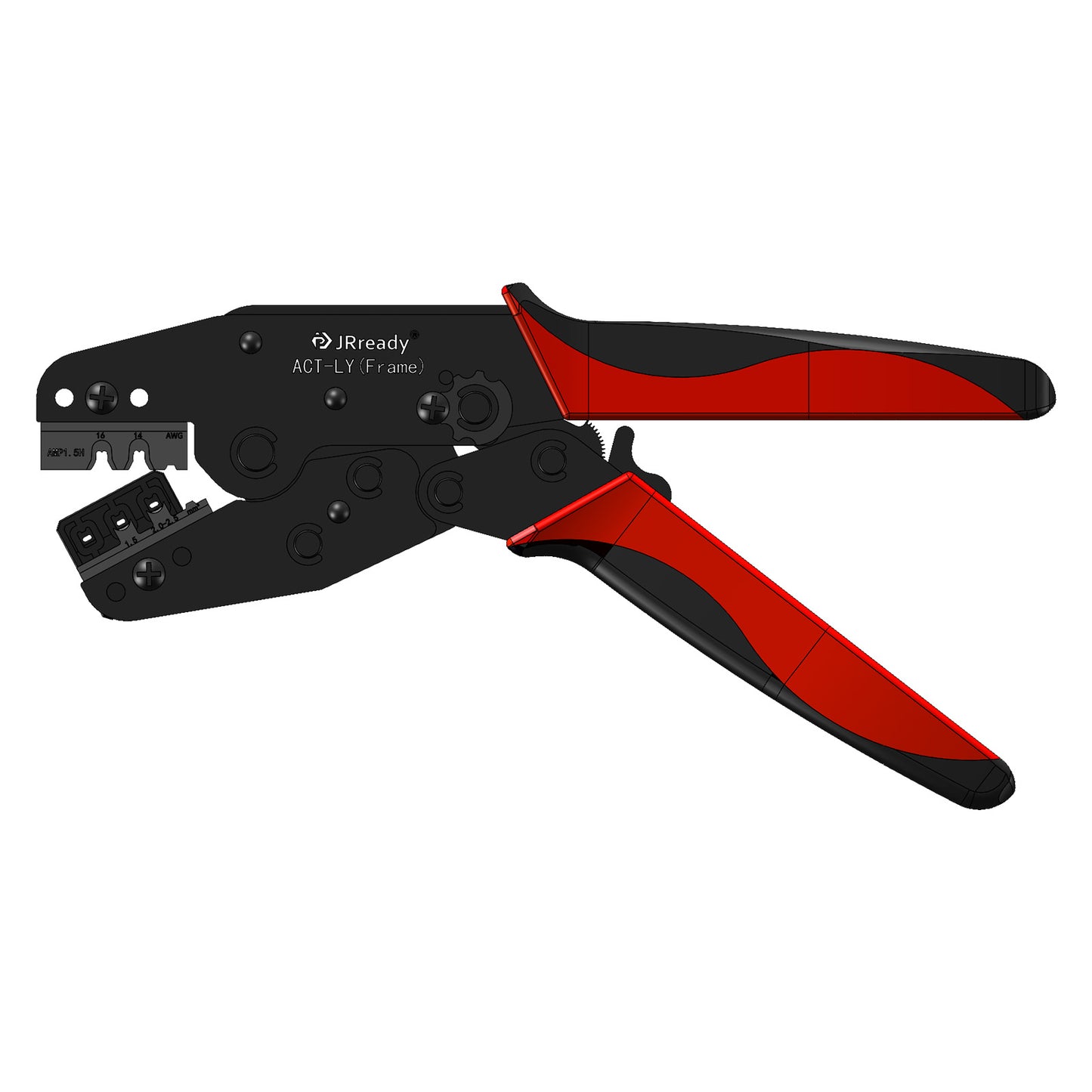JRready ACT-LY-AMP1.5H Crimp Tool for AMP Superseal 1.5 (282465-1 282466-1 Terminals), 14-16 AWG Industrial-Strength Seal Fatigue-Reduced Grip Ratchet Crimper