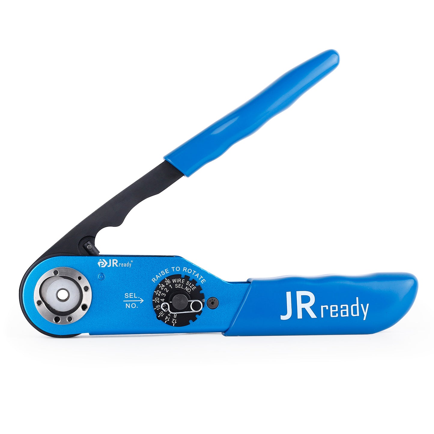 JRready JRD-FT8 (M22520/1-01) Four-Way Indent Crimp Tool for 26–12 AWG Circular Contacts, UF2-5 Positioner Compatible, Supporting 26-12 AWG Precision Crimping Across Heavy Duty and Mil-Spec Applications