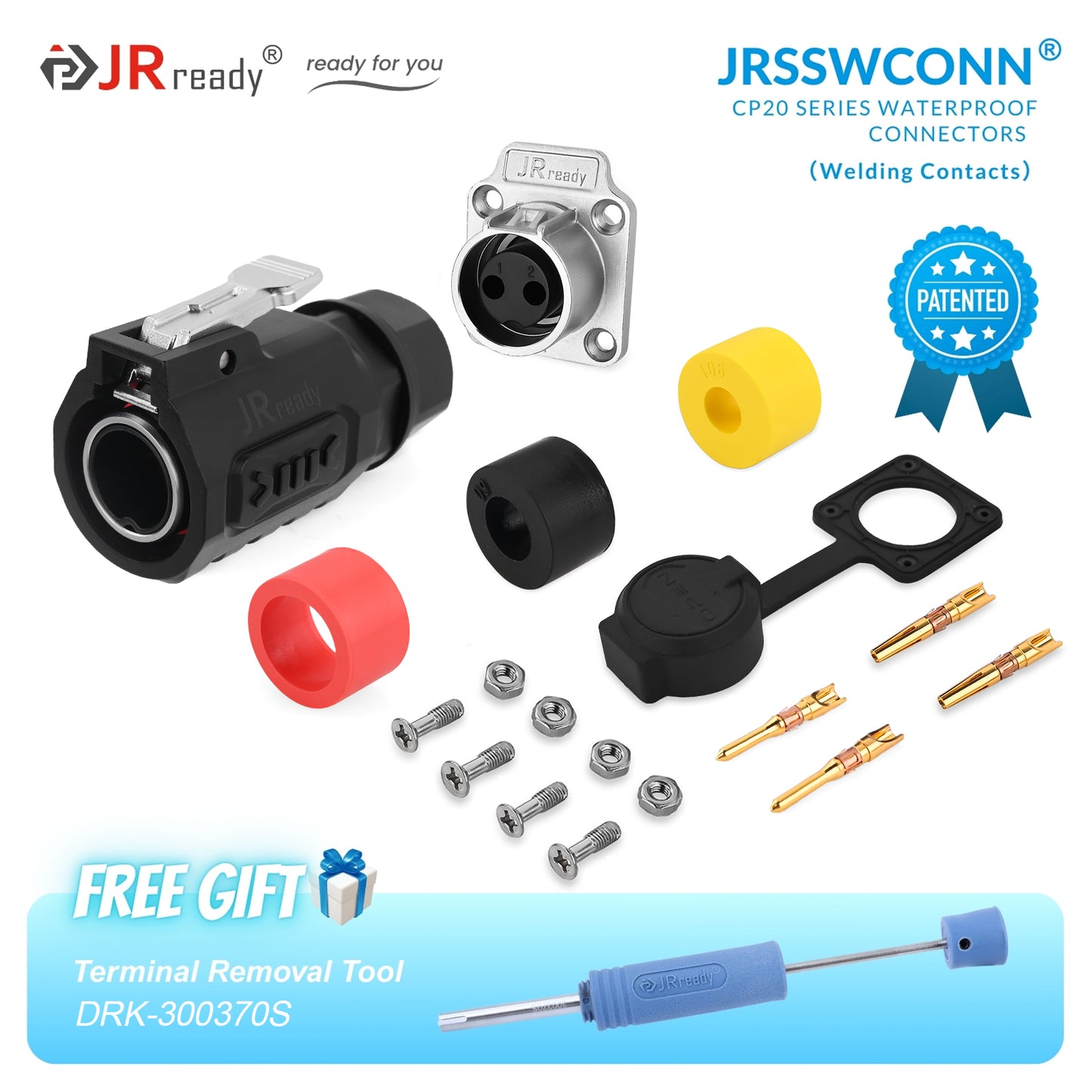 JRready JRSSW CP20 Serie 4-Loch 2-Pin / 3-Pin / 4-Pin Lötanschluss Metall / Kunststoff Stecker &amp; Buchse Wasserdicht 