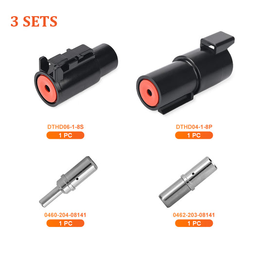 JRready Deutsch DTHD 1-Pin Waterproof Connector Kit with #12 Stamped Contacts, 12-14 AWG - Heavy-Duty Marine, Truck, Agricultural & Alternative Energy