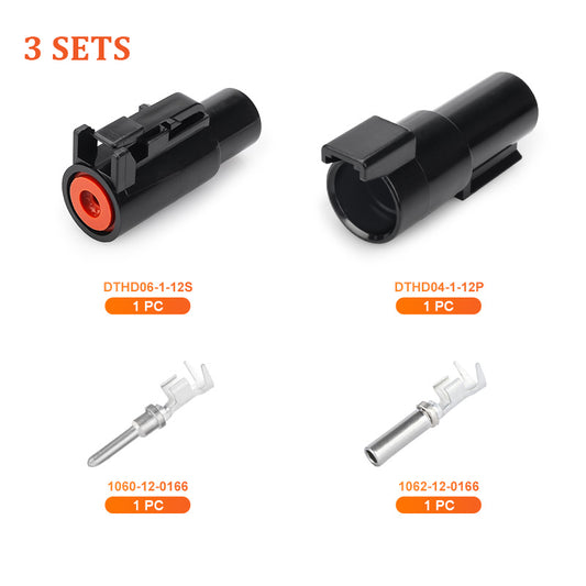 JRready Deutsch DTHD 1-Pin Waterproof Connector Kit with #4 Stamped Contacts, 6-10 AWG - High-Current Marine, Truck, Agricultural & Alternative Energy