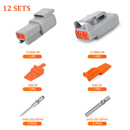 JRready 2-pin Deutsch DTM connector kit with #20 solid contacts, waterproof marine and automotive electrical connector by JRDTOOLS.