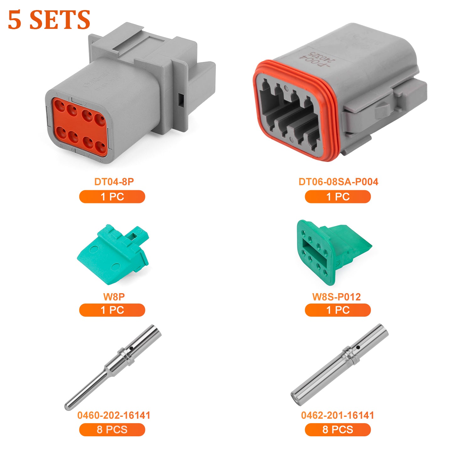 JRready 2-12 Pin Deutsch DT connector kit with #16 machined contacts, waterproof marine and truck wiring, by JRDTOOLS.