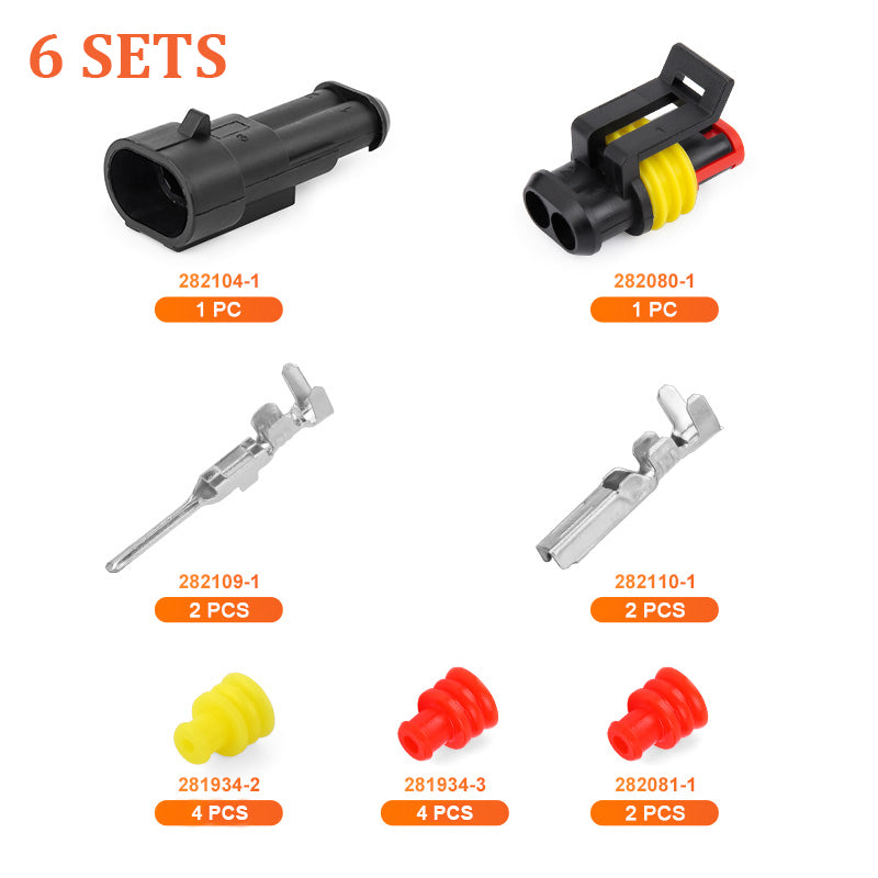 JRready Superseal 1.5 automotive waterproof wire connectors, 2-pin electrical connectors kit with six sets by JRDTOOLS
