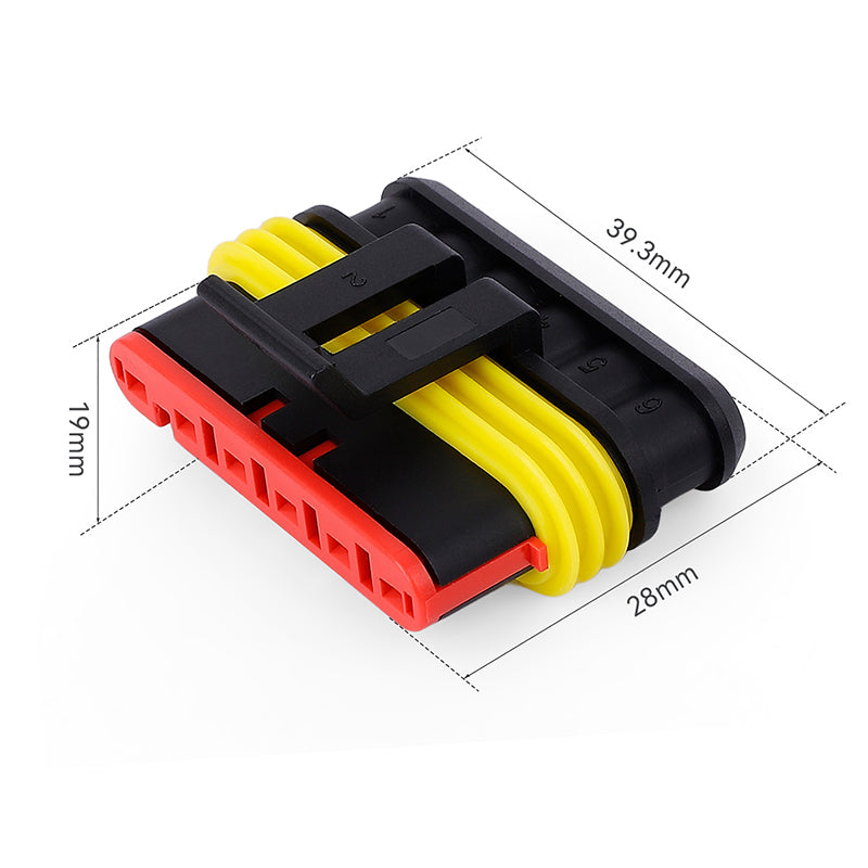 JRready Superseal 1.5 Series 6-Pin Waterproof Electrical Connectors Kit (6 Sets) Used in Motorcycle Handlebar Switch Wiring