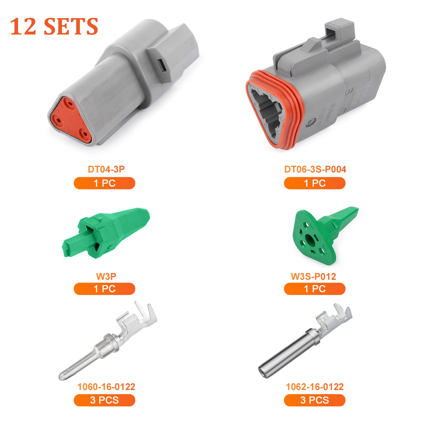 JRready 2-12 pin Deutsch DT connector kit with #16 stamped contacts for waterproof automotive and truck wiring, brand JRDTOOLS.