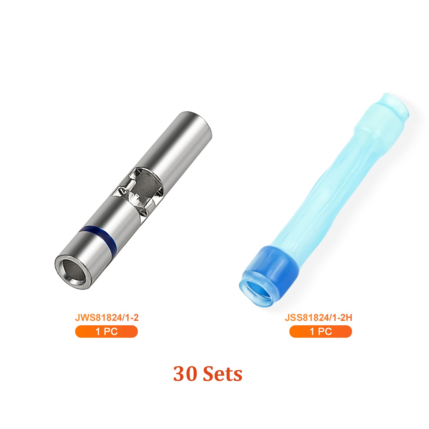 JRready M81824/1-2 blue wire butt connectors kit with waterproof heat shrink tubing for 16-20 AWG cables, 30 sets from JRDTOOLS.
