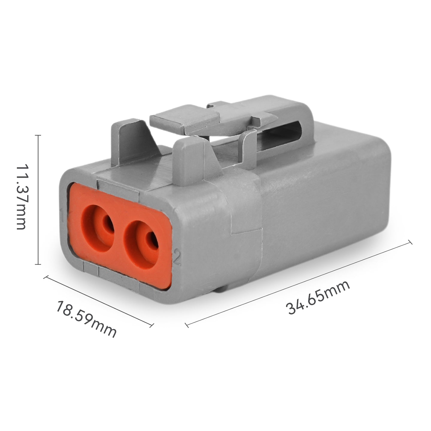 JRready 2-pin Deutsch DTP connector kit with #12 solid contacts, waterproof marine-grade connector for truck and agricultural applications