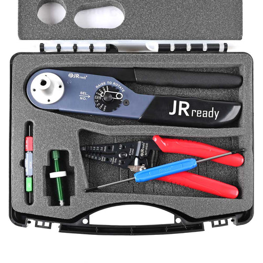 JRready JST2109S JRD-HDT-48 Closed Barrel Crimper Kit Crimping Tool Kit with ACT-WS30 Wire Stripper & G454 Gage & DRK-RT1 Removal tool Work with DT,DTM,DTP Connector 12#, 16#, 20# Solid Contacts