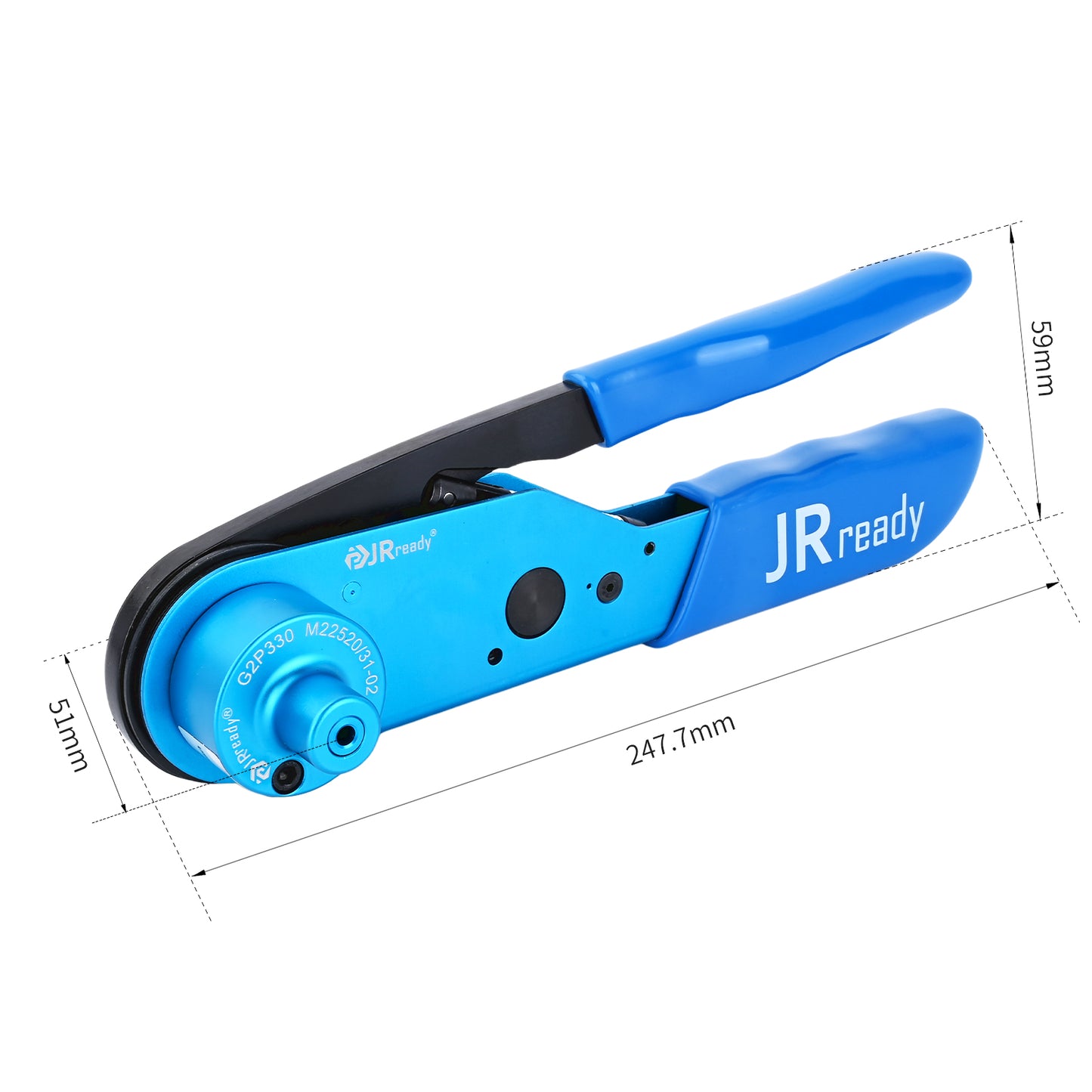 JRready JRD-AS31 Crimp Tool Set: GS200-1 (M22520/31-01) Crimp Tool with G2P330 (M22520/31-02) Positioner for M39029 Series Coaxial Terminals, Supporting High-Reliability Applications Across Avionics Systems