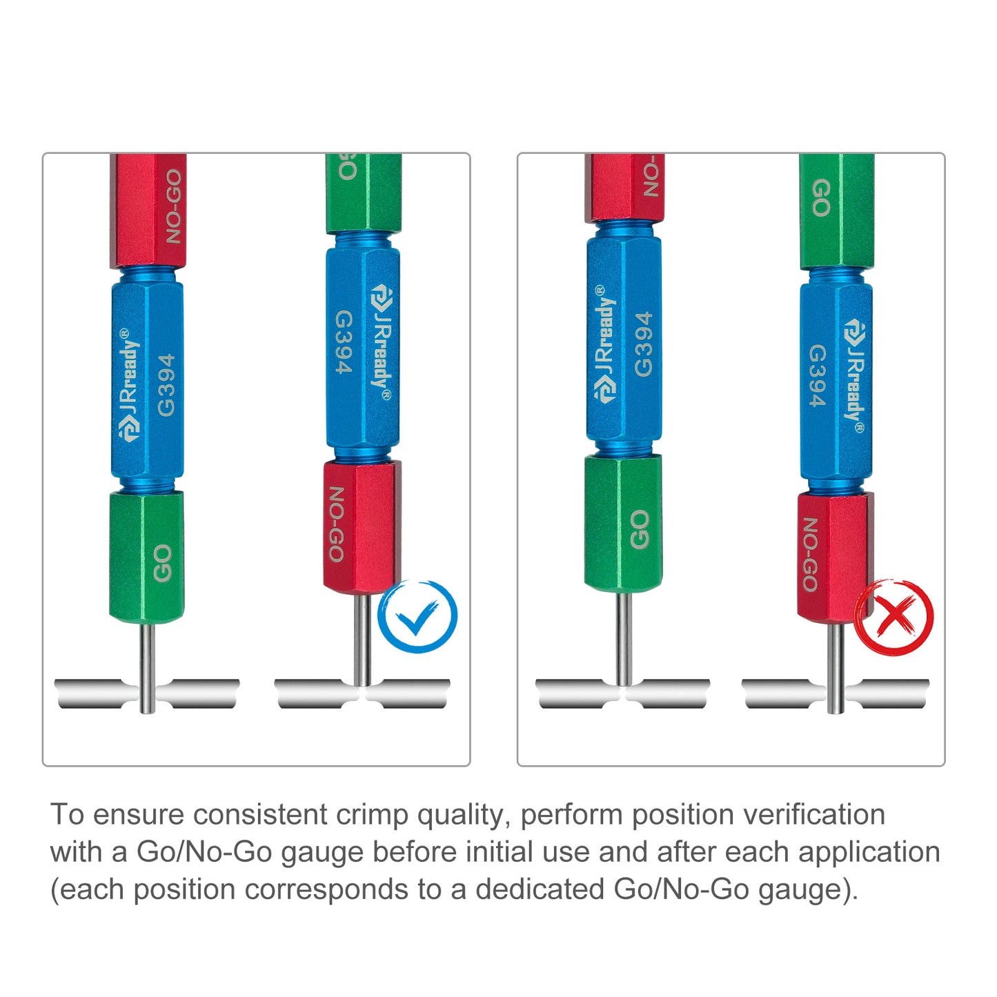 JRready G394 Go-nogo Gage for JRD-M300 and YJQ-W4Q Crimp Tools Across High-Reliability Defense Electronics Production Lines