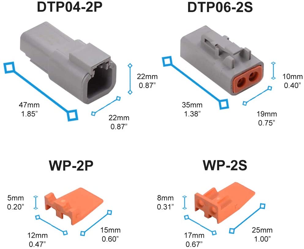 JRready ST6374-0202 DTP 2 Pin Connectors 2 Pairs & Solid Contacts