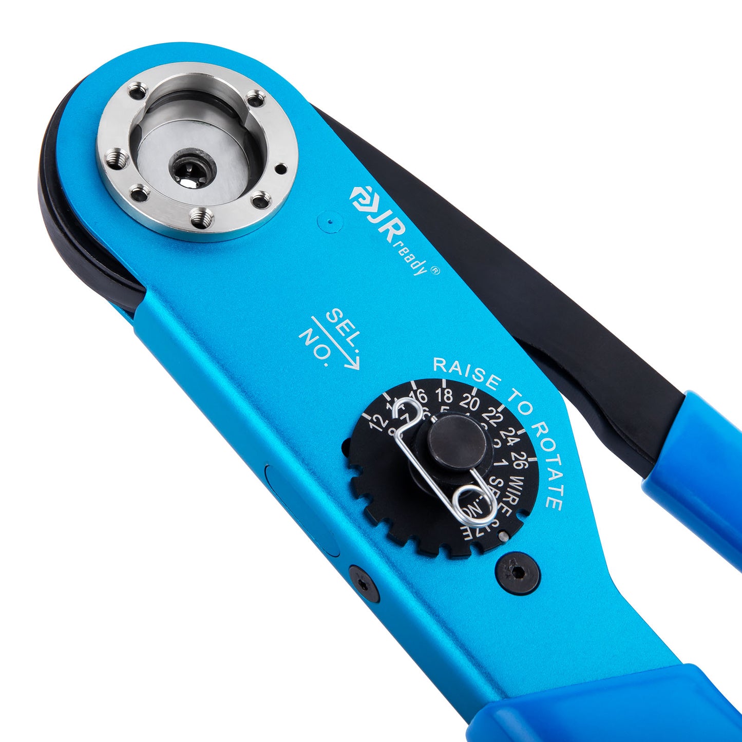 JRready JRD-FT8 (M22520/1-01) Four-Way Indent Crimp Tool for 26–12 AWG Circular Contacts, UF2-5 Positioner Compatible, Supporting 26-12 AWG Precision Crimping Across Heavy Duty and Mil-Spec Applications