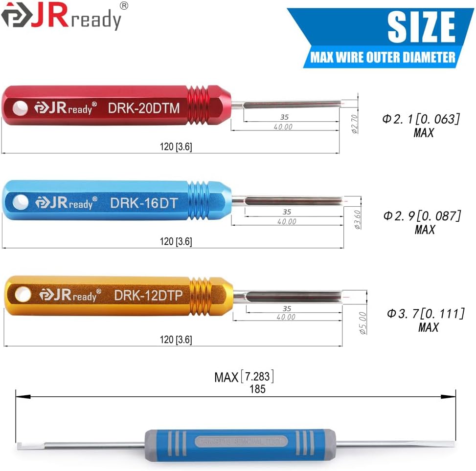 JRready ST5231 DEUTSCH Removal Tool Kit, Depinning Tool Kit: DRK-12DTP + DRK-16DT + DRK-20DTM + DRK-RT1B Extraction Tools