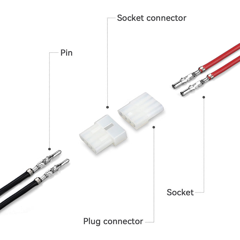 JRready JRN002 4 Pin Standard.093 Pin and Socket Connectors 4 Circuits (20 Matched Sets), 14-20 AWG, Compatible with Molex Standard.093 Male& Female Connector, 5.03 mm Pitch, Free Hanging