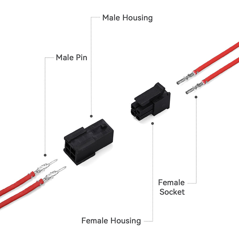 JRready JRN009 4 Pin 4 Circuits Molex 3.0 Pitch Micro-Fit Connector Kit Male Female Receptacle Housing Plug Wire Connector 20-24AWG Terminals Pin Sockets（20 Sets）