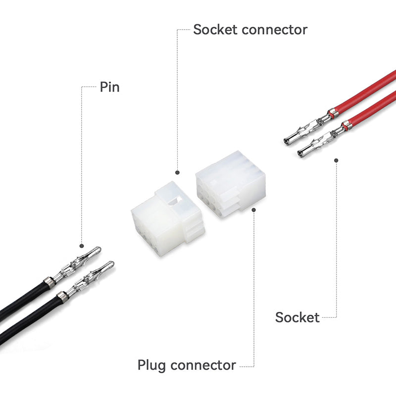 JRready JRN002 12 Pin Standard.093 Pin and Socket Connectors 12 Circuits (20 Matched Sets), 14-20 AWG, Compatible with Molex Standard.093 Male& Female Connector, 5.03 mm Pitch, Free Hanging