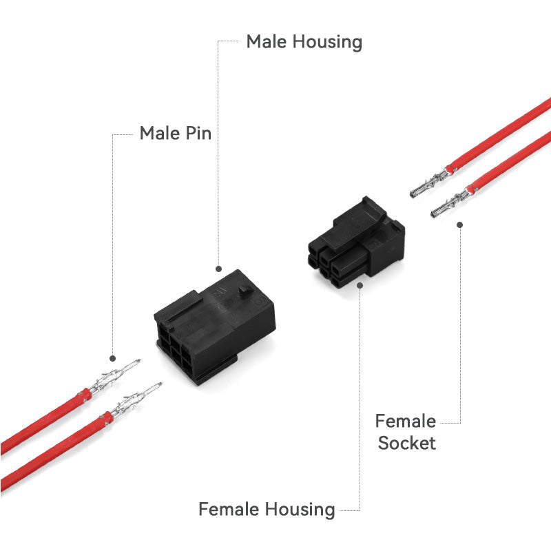 JRready JRN009 6 Pin 6 Circuits Molex 3.0 Pitch Micro-Fit Connector Kit Male Female Receptacle Housing Plug Wire Connector 20-24AWG Terminals Pin Sockets（20 Sets）