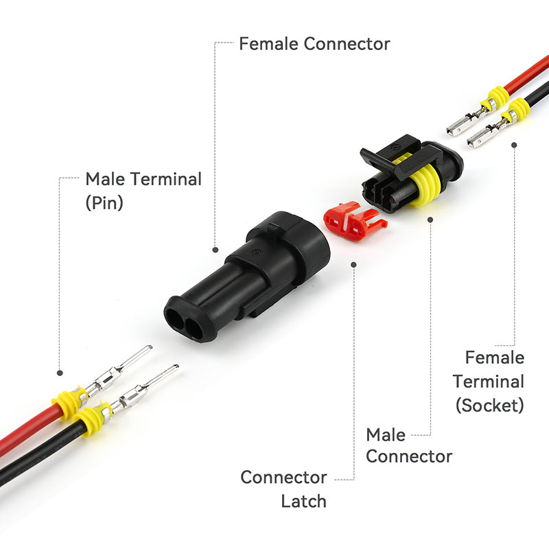 JRready Superseal 1.5 Series waterproof automotive wire connectors kit with six sets of 2-pin electrical connectors by JRDTOOLS