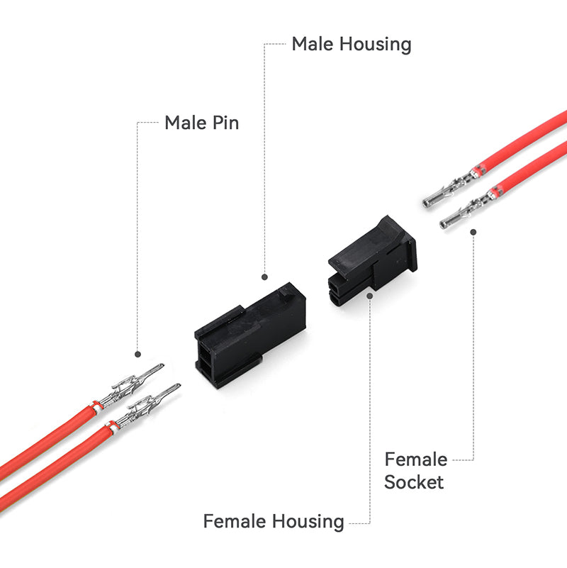 JRready JRN009 2 Pin 2 Circuits Double Wire Plug in Connector, Molex 3.0 Pitch Micro-Fit Connector Kit Male Female Receptacle Housing Plug Wire Quick Connectors 20-24AWG Terminals Pin Sockets (20 Sets)