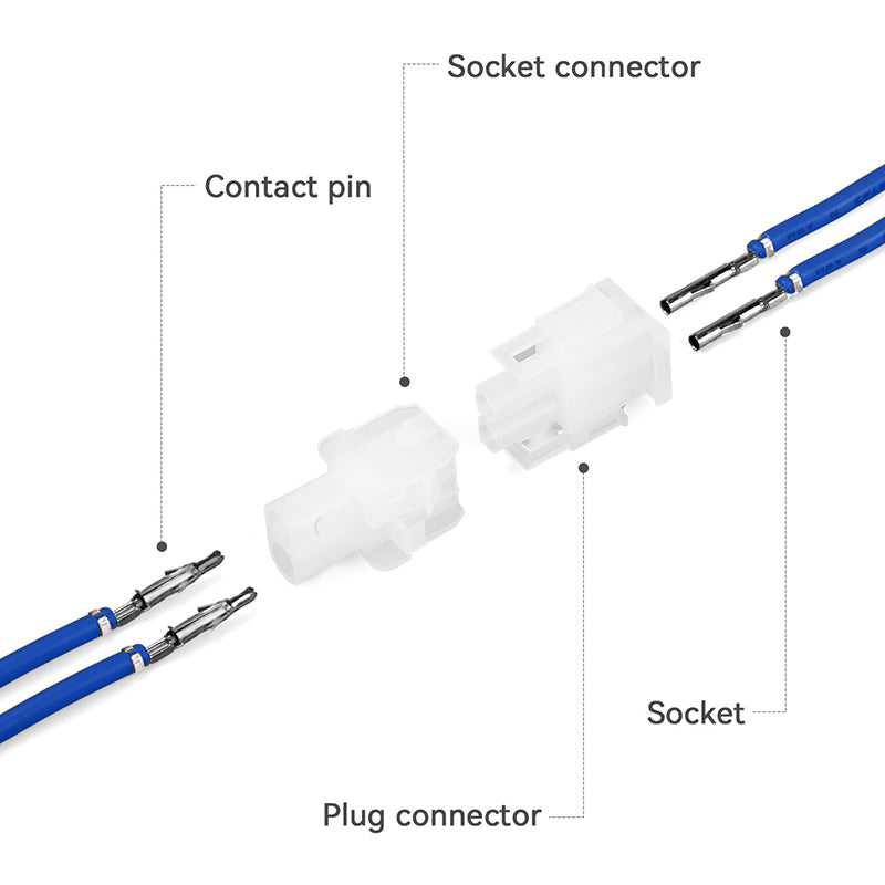 JRready MOLEX Connector JRN001 2 Pin Connector (20 Matched Sets), 2.13mm Diameter Sockets 14-20 AWG, Compatible with Molex MLX Power Connector, 6.35mm Pitch, Free Hanging (20 sets)