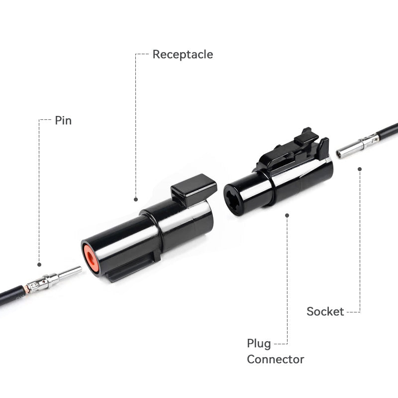 JRready Deutsch DTHD 1-Pin Waterproof Connector Kit with #8 Solid Contacts, 8-12 AWG - High-Current Marine, Truck, Agricultural & Alternative Energy