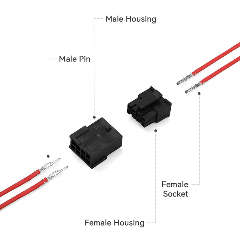 JRready JRN009 8 Pin 8 Circuits Molex 3.0 Pitch Micro-Fit Connector Kit Male Female Receptacle Housing Plug Wire Connector 20-24AWG Terminals Pin Sockets（20 Sets）