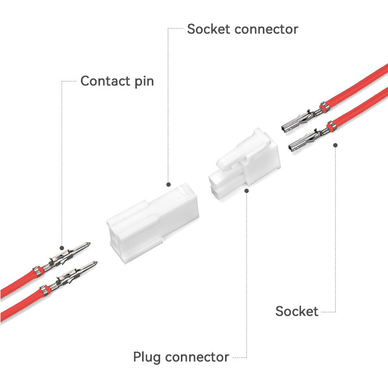JRready JRN011 2 Pin Molex 4.2 Pitch Mini-Fit Jr Connector 5557 Series Power Wire Connector Kit Plug Receptacle Housing 18-24AWG Crimp Terminals Pin Sockets Natural（20 sets）