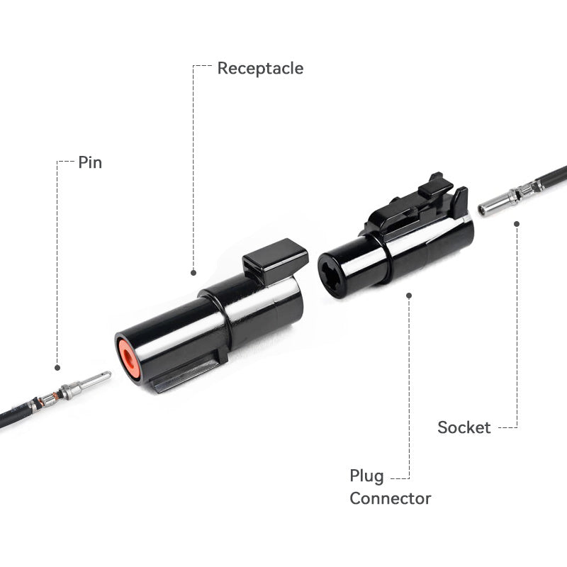 JRready Deutsch DTHD 1-Pin Waterproof Connector Kit with #4 Stamped Contacts, 6-10 AWG - High-Current Marine, Truck, Agricultural & Alternative Energy