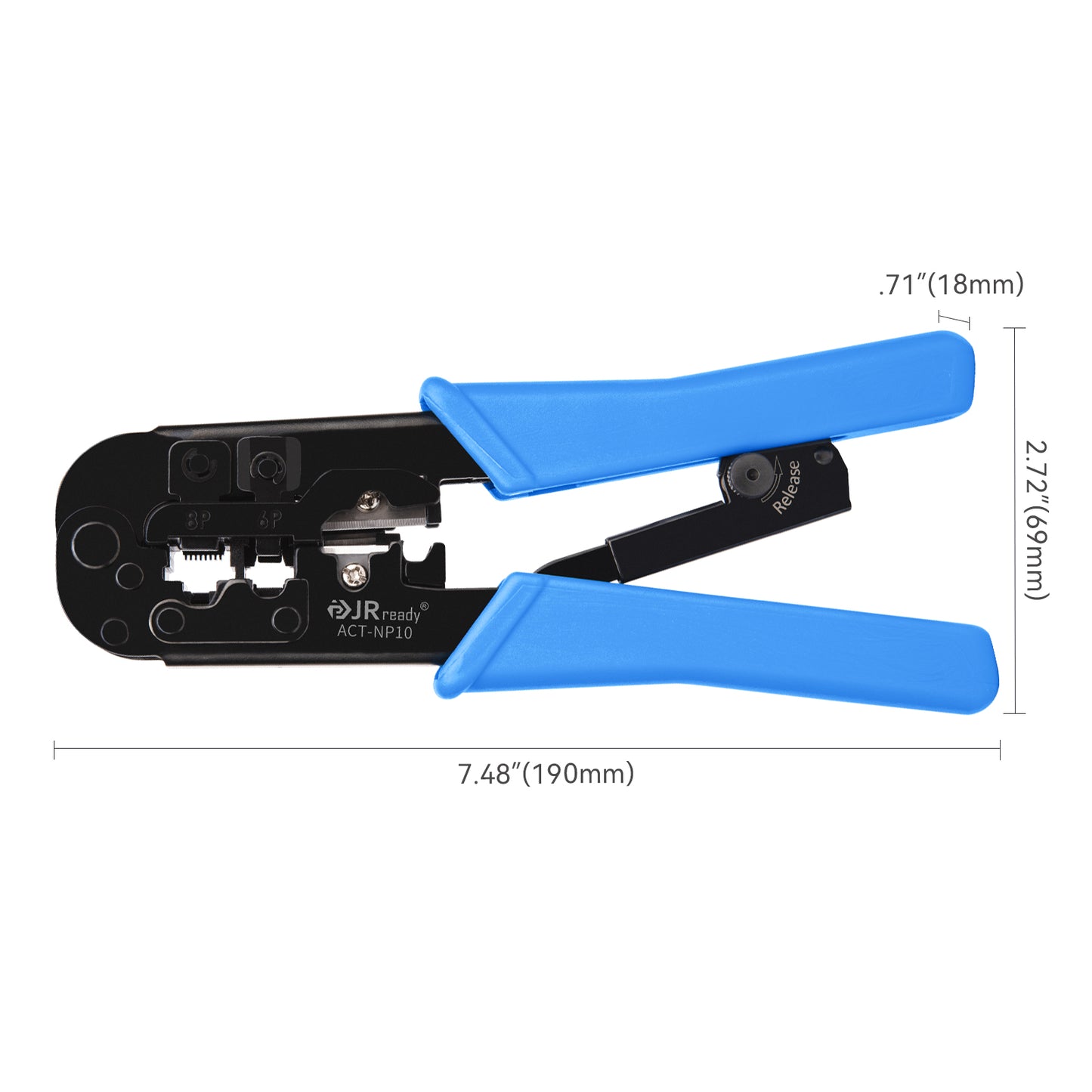JRready ACT-NP10 (HT-N5684R) Crimp Tool for Cat5, Cat5e, Cat6, Cat6a RJ45 Plugs and 4P/6P/8P Connectors in Network Wiring