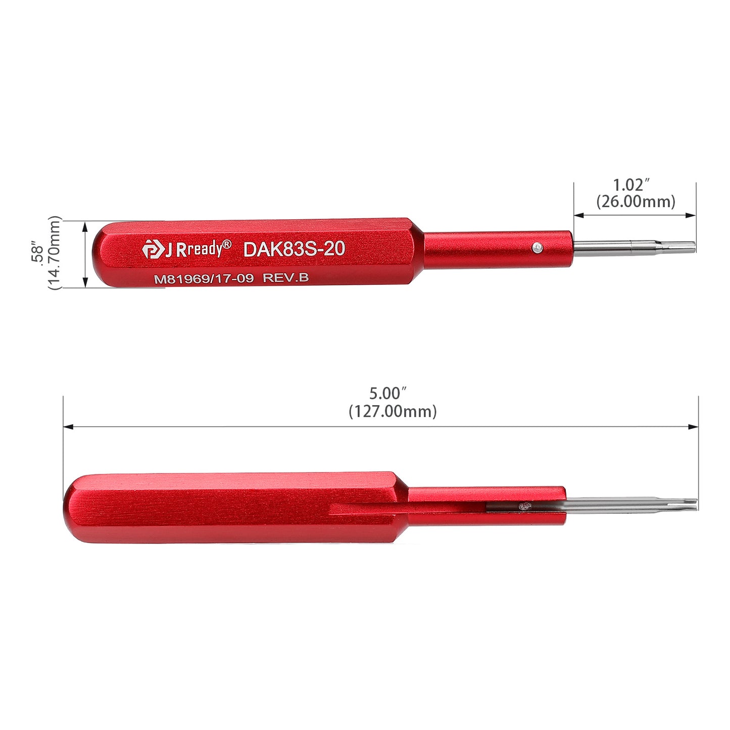 JRready DAK83S-20 (M81969/17-09) Insertion Tool for AS95234 20# MIL-Spec Terminals in Aerospace Connector Assembly