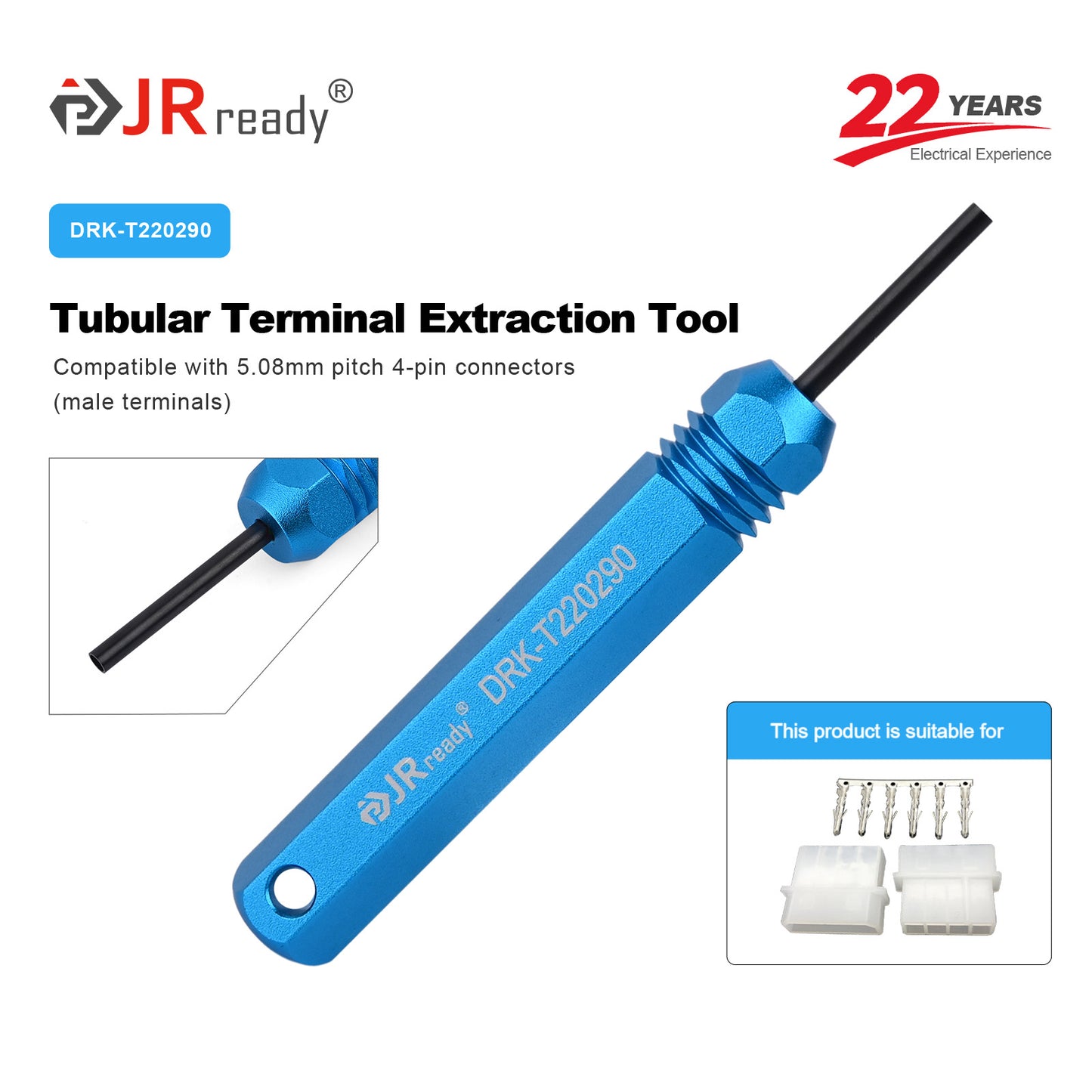 JRready DRK-T220290 Tubular Terminal Extraction Tool for AMP MATE-N-LOK Molex 8980 Series Male Terminals, within Electronics Assembly & Connector Repair