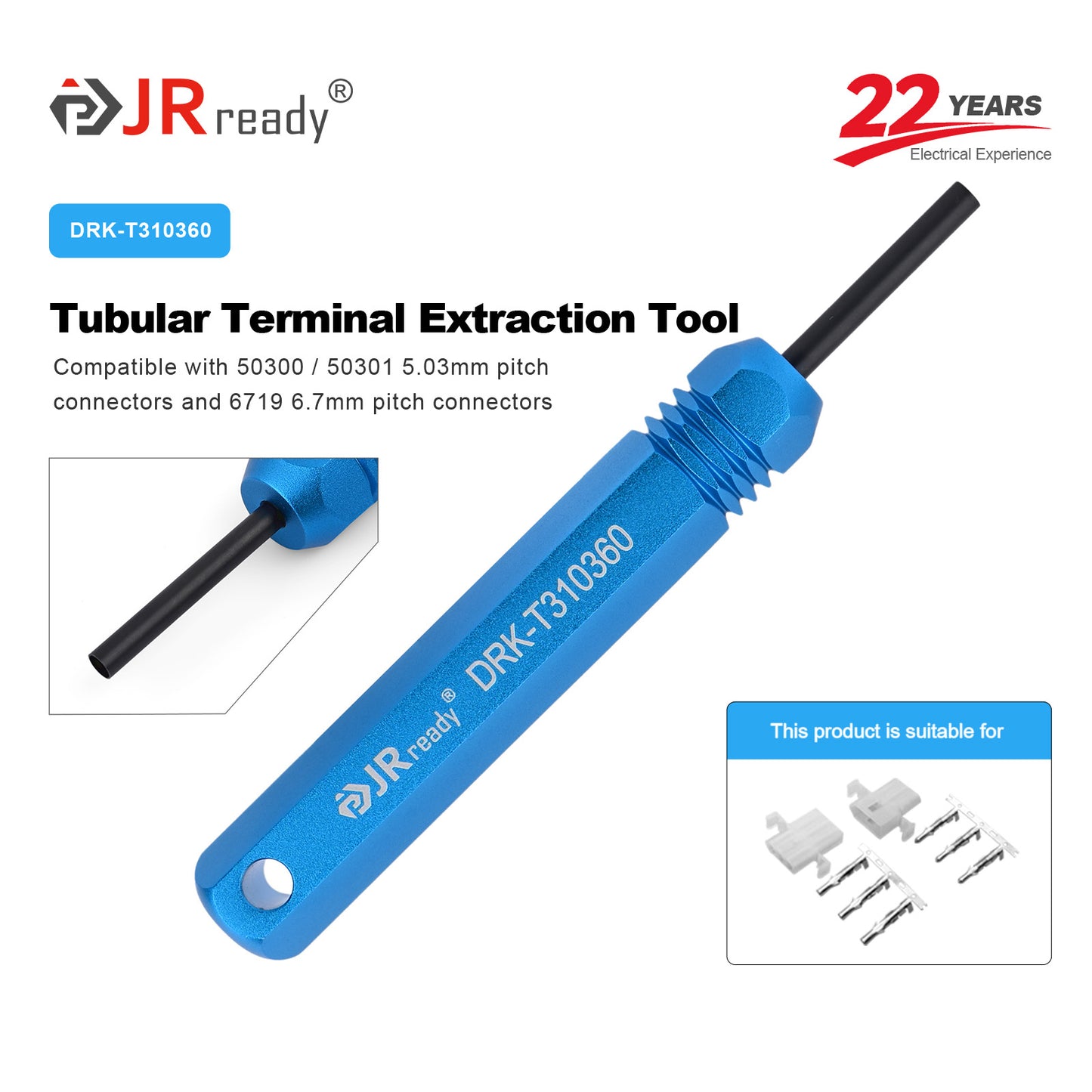JRready DRK-T310360 Terminal Extraction Tool, Molex .093" JST L6.2 Series Contacts, in Signal Wiring & Small Appliance Maintenance