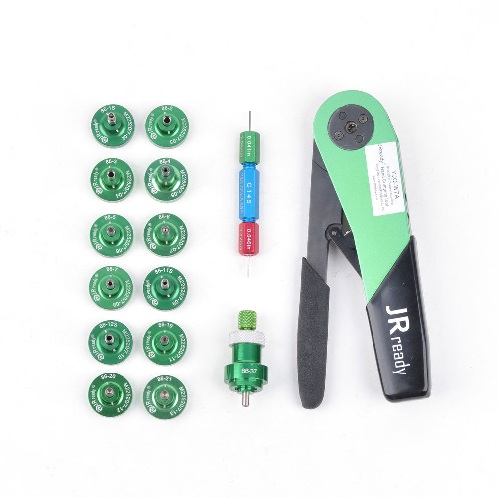 JRready ST1049: YJQ-W7A(M22520/7-01) Crimper + 13 86 Series Positioners + G145 Gage(M22520/3-3) Maintenance Kit For Electrical Connectors and Wiring Systems Cable Crimping Tool