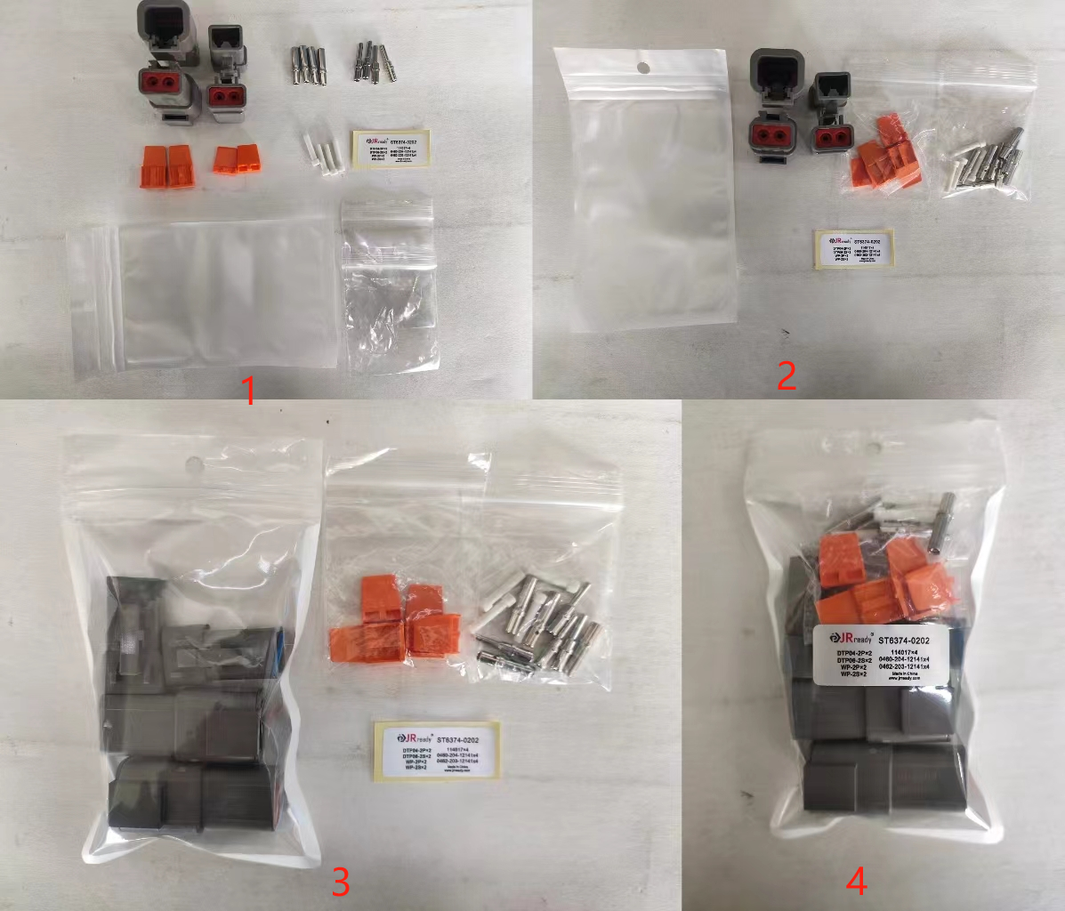 JRready ST6374-0202 DTP 2 Pin Connectors 2 Pairs & Solid Contacts