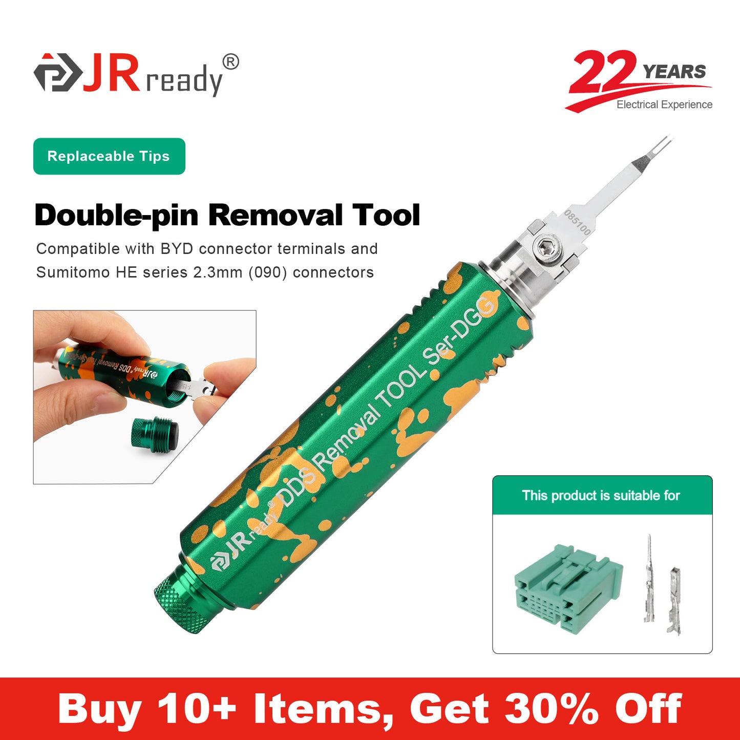JRready JRDDS-D085100-01/ JRDDS-D085100-07 Extraction Tool for BYD connector terminals for Sumitomo HE Series 2.3mm (090) connectors