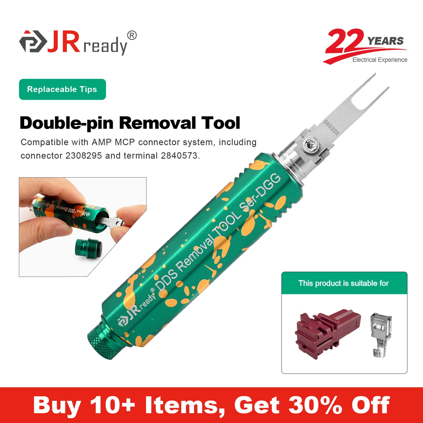 JRready JRDDS-D560200-01/ JRDDS-D560200-07 Extraction Tool for AMP MCP connector system, connector 2308295 and terminal 2840573.